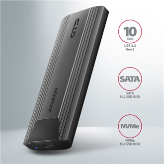 AXAGON USB-C 10Gbps - M.2 NVMe and SATA SSD THIN SCREWLESS box | EEM2-GTS2 AXAGON USB-C 10Gbps - M.2 NVMe and SATA SSD THIN SCREWLESS box | EEM2-GTS2