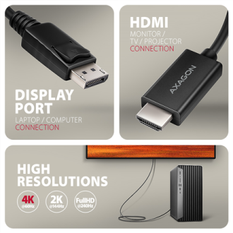 AXAGON Active cable RVD-HI20C2 | DisplayPort to HDMI | 1.8 m AXAGON Active cable RVD-HI20C2 | DisplayPort to HDMI | 1.8 m