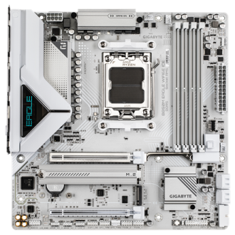 Gigabyte B850M EAGLE WF6E ICE | Processor family AMD | Processor socket AM5 | DDR5 | Supported hard disk drive interfaces SATA, Gigabyte B850M EAGLE WF6E ICE | Processor family AMD | Processor socket AM5 | DDR5 | Supported hard disk drive interfaces SATA,