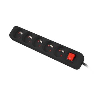 Lanberg Cable Power Strip, 5X French Outlets with Switch, Quality-Grade Copper, 1.5 m | PS1-05E-0150-BK