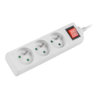 Lanberg Cable Power Strip 3M 3X French Outlets with Switch, Quality-Grade Copper | PS1-03E-0300-W Lanberg Cable Power Strip 3M 3X French Outlets with Switch, Quality-Grade Copper | PS1-03E-0300-W