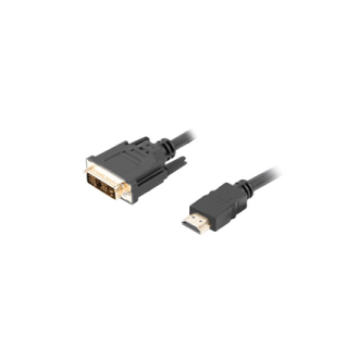 Lanberg HDMI to DVI-D Cable, Single Link with Gold-Plated Connectors | CA-HDDV-10CC-0018-BK | HDMI to DVI-D | 1.8 m Lanberg HDMI to DVI-D Cable, Single Link with Gold-Plated Connectors | CA-HDDV-10CC-0018-BK | HDMI to DVI-D | 1.8 m