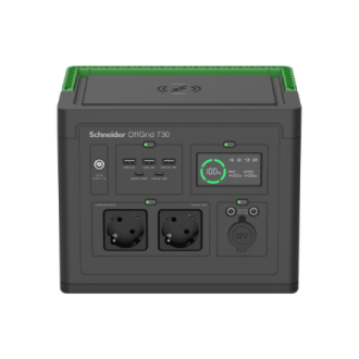 Schneider Electric OffGrid Portable Power Station 730, 738Wh Lithium-ion, LCD, 2 CEE 7/3 Schuko outlets, Sinewave, 3 USB-A, 2 US Schneider Electric OffGrid Portable Power Station 730, 738Wh Lithium-ion, LCD, 2 CEE 7/3 Schuko outlets, Sinewave, 3 USB-A, 2 US