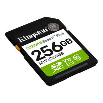Kingston Canvas Select Plus | 256 GB | SD | Flash memory class Class 10, UHS-I, U1/U3, Video Class 10/30 Kingston Canvas Select Plus | 256 GB | SD | Flash memory class Class 10, UHS-I, U1/U3, Video Class 10/30