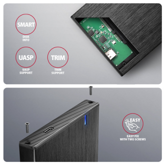 AXAGON USB-C 5Gbps - SATA 6G external box for 2.5 AXAGON USB-C 5Gbps - SATA 6G external box for 2.5