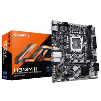 Gigabyte H810M K | Processor family Intel | Processor socket LGA1851 | DDR5 | Supported hard disk drive interfaces M.2, SATA | N Gigabyte H810M K | Processor family Intel | Processor socket LGA1851 | DDR5 | Supported hard disk drive interfaces M.2, SATA | N