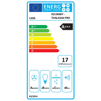CATA Hood | THALASSA PRO 60 GWH | Wall mounted | Energy efficiency class A+++ | Width 60 cm | 842 m /h | Electronic | LED | Whit CATA Hood | THALASSA PRO 60 GWH | Wall mounted | Energy efficiency class A+++ | Width 60 cm | 842 m /h | Electronic | LED | Whit
