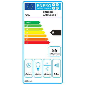 CATA Hood | ARONA 60 X | Canopy | Energy efficiency class A | Width 59.5 cm | 766 m /h | Electronic | LED | Inox CATA Hood | ARONA 60 X | Canopy | Energy efficiency class A | Width 59.5 cm | 766 m /h | Electronic | LED | Inox