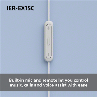 Sony Earbuds | IER EX15C | Wired | In-ear | Microphone | White Sony Earbuds | IER EX15C | Wired | In-ear | Microphone | White