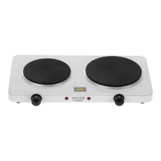Adler Hot Plate | AD 6520 | Number of burners/cooking zones 2 | Electric | White Adler Hot Plate | AD 6520 | Number of burners/cooking zones 2 | Electric | White