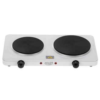 Adler Hot Plate | AD 6520 | Number of burners/cooking zones 2 | Electric | White Adler Hot Plate | AD 6520 | Number of burners/cooking zones 2 | Electric | White