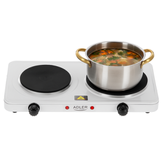 Adler Hot Plate | AD 6520 | Number of burners/cooking zones 2 | Electric | White Adler Hot Plate | AD 6520 | Number of burners/cooking zones 2 | Electric | White