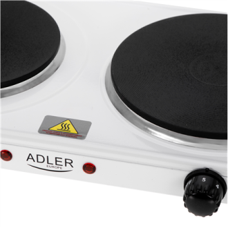 Adler Hot Plate | AD 6520 | Number of burners/cooking zones 2 | Electric | White Adler Hot Plate | AD 6520 | Number of burners/cooking zones 2 | Electric | White