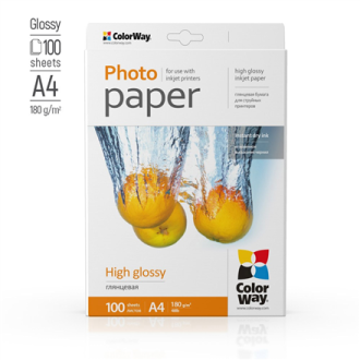 ColorWay Photo Paper, 100 sheets | High Glossy | 180 g/m | A4 ColorWay Photo Paper, 100 sheets | High Glossy | 180 g/m | A4