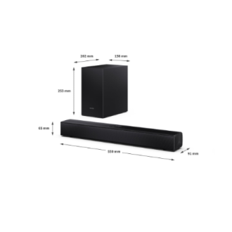 Sharp Compact 2.1 Soundbar with Wireless Subwoofer | HT-SBW121 | 240 W | Bluetooth | Wireless connection | Black