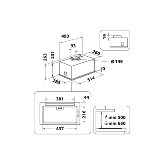Whirlpool Hood | WCTH 63F LEB X | Built-in | Energy efficiency class B | Width 51.4 cm | 435 m /h | Electronic | LED | Inox Whirlpool Hood | WCTH 63F LEB X | Built-in | Energy efficiency class B | Width 51.4 cm | 435 m /h | Electronic | LED | Inox