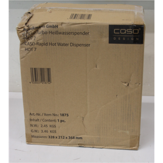 SALE OUT. Caso Turbo Hot Water Dispenser | Hot 7 | Water Dispenser | 2200-2600 W | 2.7 L | Plastic/Stainless Steel | Black/Stain SALE OUT. Caso Turbo Hot Water Dispenser | Hot 7 | Water Dispenser | 2200-2600 W | 2.7 L | Plastic/Stainless Steel | Black/Stain
