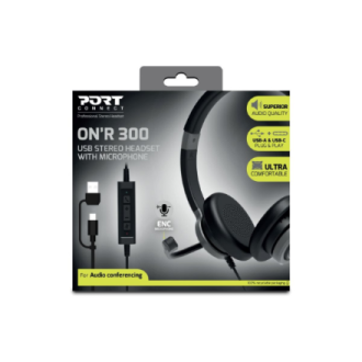 PORT CONNECT | Stereo USB Headphone PRO ON'R 300 | Wired | On-ear | Black | Noise canceling PORT CONNECT | Stereo USB Headphone PRO ON'R 300 | Wired | On-ear | Black | Noise canceling