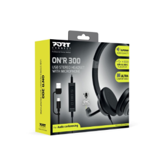 PORT CONNECT | Stereo USB Headphone PRO ON'R 300 | Wired | On-ear | Black | Noise canceling PORT CONNECT | Stereo USB Headphone PRO ON'R 300 | Wired | On-ear | Black | Noise canceling