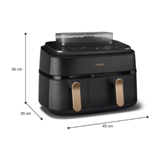 Philips Dual Steam Air Fryer | NA552/00 5000 Series | Power 2750 W | Capacity 9 L | RapidAir Plus | Black Philips Dual Steam Air Fryer | NA552/00 5000 Series | Power 2750 W | Capacity 9 L | RapidAir Plus | Black