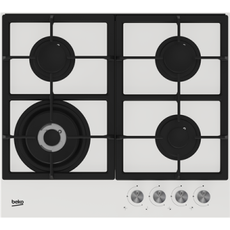BEKO Hob | HILW64225SW | Gas | Number of burners/cooking zones 4 | Knob | White BEKO Hob | HILW64225SW | Gas | Number of burners/cooking zones 4 | Knob | White