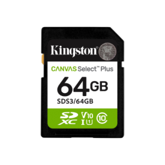 Kingston Canvas Select Plus | 64 GB | SD | Flash memory class Class 10, UHS-I, U1/U3, Video Class 10/30 Kingston Canvas Select Plus | 64 GB | SD | Flash memory class Class 10, UHS-I, U1/U3, Video Class 10/30