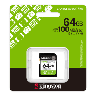 Kingston Canvas Select Plus | 64 GB | SD | Flash memory class Class 10, UHS-I, U1/U3, Video Class 10/30 Kingston Canvas Select Plus | 64 GB | SD | Flash memory class Class 10, UHS-I, U1/U3, Video Class 10/30