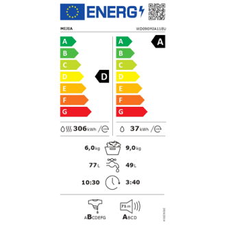 Xiaomi | Mijia Washer Dryer Pro, EU | Energy efficiency class A/D | Front loading | Washing capacity 9 kg | 1400 RPM | Depth 57 Xiaomi | Mijia Washer Dryer Pro, EU | Energy efficiency class A/D | Front loading | Washing capacity 9 kg | 1400 RPM | Depth 57