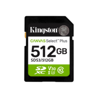 Kingston Canvas Select Plus | 512 GB | SD | Flash memory class Class 10, UHS-I, U1/U3, Video Class 10/30 Kingston Canvas Select Plus | 512 GB | SD | Flash memory class Class 10, UHS-I, U1/U3, Video Class 10/30
