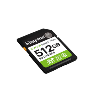 Kingston Canvas Select Plus | 512 GB | SD | Flash memory class Class 10, UHS-I, U1/U3, Video Class 10/30 Kingston Canvas Select Plus | 512 GB | SD | Flash memory class Class 10, UHS-I, U1/U3, Video Class 10/30
