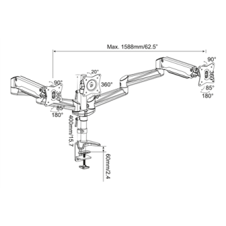 Digitus Desk Mount | Triple Monitor Gas Spring Mount DA-90363 | Adjustable Height, Tilt, Swivel | 15-27 Digitus Desk Mount | Triple Monitor Gas Spring Mount DA-90363 | Adjustable Height, Tilt, Swivel | 15-27