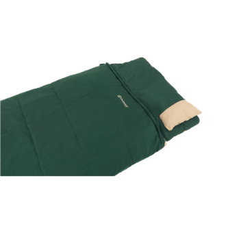 Outwell Contour Prime Green | Sleeping Bag | 220 x 85 cm | Temperature -13 to 16 C | 2-way L-shape open-end with auto lock