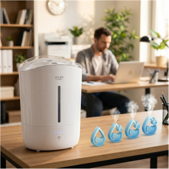 Adler Humidifier | AD 7971 | 30 W | Water tank capacity 5 L | Ultrasonic | Humidification capacity 100-250 ml/hr | White Adler Humidifier | AD 7971 | 30 W | Water tank capacity 5 L | Ultrasonic | Humidification capacity 100-250 ml/hr | White