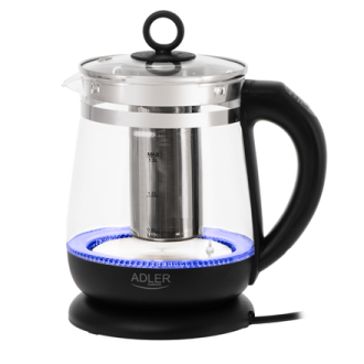 Adler | Kettle | AD 1299 | Electric | 2200 W | 1.5 L | Glass | 360 rotational base | Black Adler | Kettle | AD 1299 | Electric | 2200 W | 1.5 L | Glass | 360 rotational base | Black