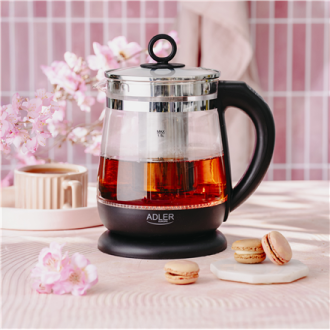 Adler | Kettle | AD 1299 | Electric | 2200 W | 1.5 L | Glass | 360 rotational base | Black Adler | Kettle | AD 1299 | Electric | 2200 W | 1.5 L | Glass | 360 rotational base | Black