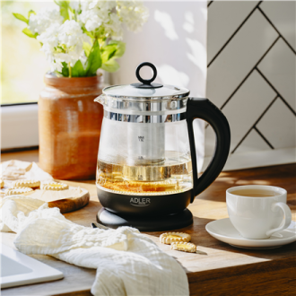 Adler | Kettle | AD 1299 | Electric | 2200 W | 1.5 L | Glass | 360 rotational base | Black Adler | Kettle | AD 1299 | Electric | 2200 W | 1.5 L | Glass | 360 rotational base | Black