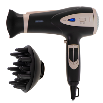 Mesko Hair Dryer | MS 2287 | 2200 W | Number of temperature settings 3 | Diffuser nozzle | Black/Champagne Mesko Hair Dryer | MS 2287 | 2200 W | Number of temperature settings 3 | Diffuser nozzle | Black/Champagne