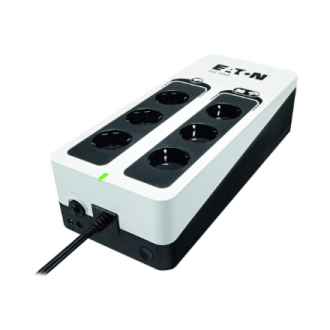 Eaton 3S Gen2 UPS DIN, 450 VA, 270 W, Input: Schuko, Outputs: (3) Schuko, (3) Schuko surge only, Tower | 3S450D Eaton 3S Gen2 UPS DIN, 450 VA, 270 W, Input: Schuko, Outputs: (3) Schuko, (3) Schuko surge only, Tower | 3S450D