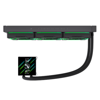 Gamemax CPU Liquid Cooler | HAILSTORM 360 LCD BK | Black Gamemax CPU Liquid Cooler | HAILSTORM 360 LCD BK | Black