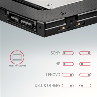 AXAGON Optical disk drive caddy for 2.5 SSD/HDD. LED, 9.5 mm, Aluminum | RSS-CD09 AXAGON Optical disk drive caddy for 2.5 SSD/HDD. LED, 9.5 mm, Aluminum | RSS-CD09