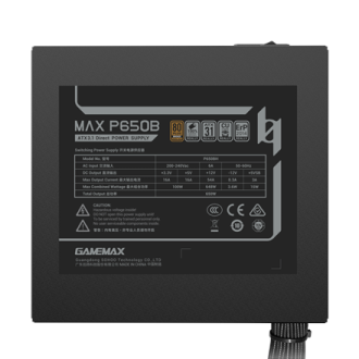 Gamemax PSU | MAX P650B | 650 W | Bronze | Non-Modular Gamemax PSU | MAX P650B | 650 W | Bronze | Non-Modular