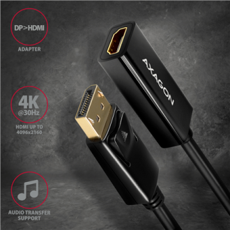 AXAGON | Active adapter | DisplayPort to HDMI | 0.15 m AXAGON | Active adapter | DisplayPort to HDMI | 0.15 m