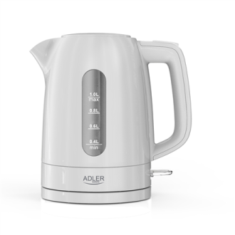 Adler Kettle | AD 1380w | Electric | 2200 W | 1 L | Polypropylene | 360 rotational base | White Adler Kettle | AD 1380w | Electric | 2200 W | 1 L | Polypropylene | 360 rotational base | White
