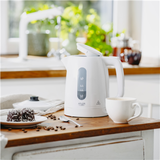 Adler Kettle | AD 1380w | Electric | 2200 W | 1 L | Polypropylene | 360 rotational base | White Adler Kettle | AD 1380w | Electric | 2200 W | 1 L | Polypropylene | 360 rotational base | White