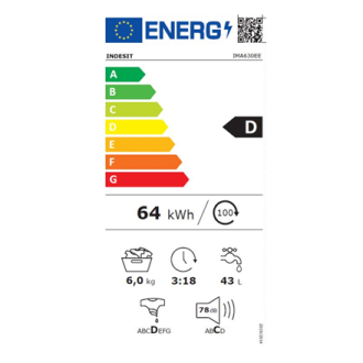 INDESIT | Washing Machine | IMA630EE | Energy efficiency class D | Front loading | Washing capacity 6 kg | 1000 RPM | Depth 45 c