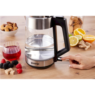 Gorenje | K17OGS | Kettle | Electric | 1.7 L | 2200 W | 360 rotational base | Stainless steel/Glass | Stainless steel Gorenje | K17OGS | Kettle | Electric | 1.7 L | 2200 W | 360 rotational base | Stainless steel/Glass | Stainless steel