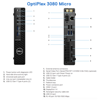 DELL Renewed Grade A | OptiPlex 3080 Micro | Intel Core i5 | i5 10500T | 8 GB | SSD | 256 GB | Intel UHD Graphics 630 | Windows DELL Renewed Grade A | OptiPlex 3080 Micro | Intel Core i5 | i5 10500T | 8 GB | SSD | 256 GB | Intel UHD Graphics 630 | Windows