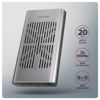 AXAGON USB-C 20Gbps Dual M.2 NVMe SSD CLONE MASTER Enclosure | EEM2-20GD AXAGON USB-C 20Gbps Dual M.2 NVMe SSD CLONE MASTER Enclosure | EEM2-20GD