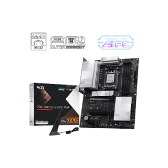 MSI PRO X870E-S EVO WIFI | Processor family AMD | Processor socket AM5 | DDR5 | Supported hard disk drive interfaces SATA, M.2 | MSI PRO X870E-S EVO WIFI | Processor family AMD | Processor socket AM5 | DDR5 | Supported hard disk drive interfaces SATA, M.2 |