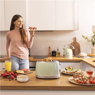 Cecotec Toaster | Toast&Taste 800 Vintage | Power 850 W | Number of slots 2 | Housing material Stainless steel | Light Green Cecotec Toaster | Toast&Taste 800 Vintage | Power 850 W | Number of slots 2 | Housing material Stainless steel | Light Green